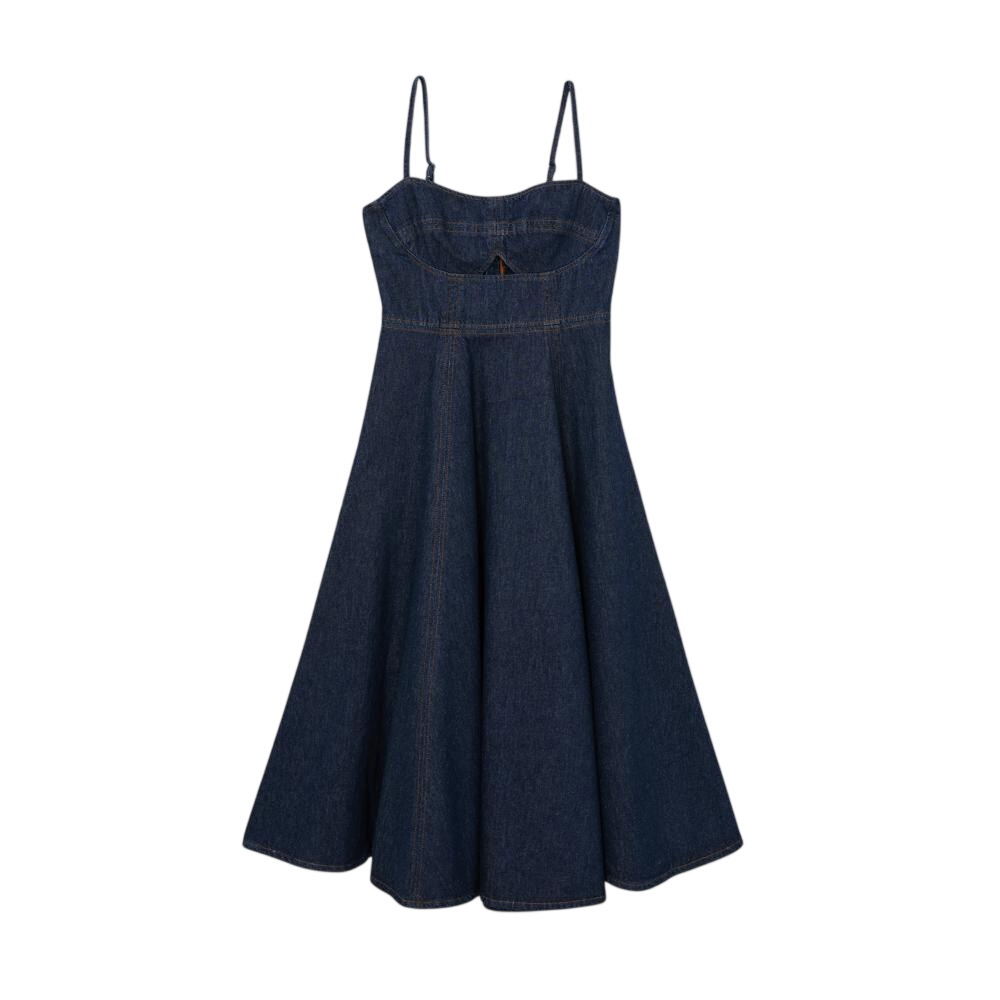 REISS Emma Denim Fit-and-Flare Midi Dress